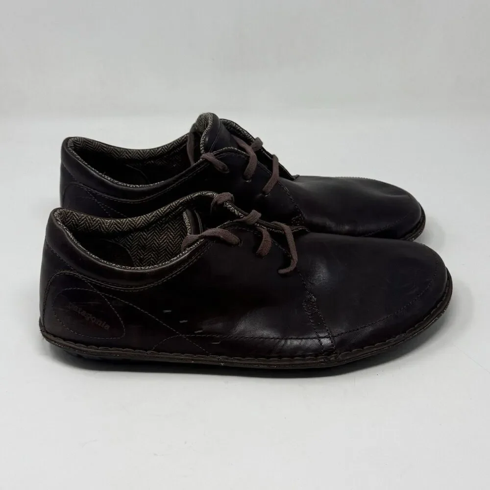 Patagonia Loulu Shoes Mens 14 Brown Leather Outdoor Walking Minimalist Lace Up